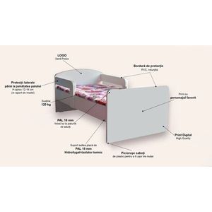 Pat pentru copii Tomas, cu saltea, 2-6 ani, 130x60 cm imagine