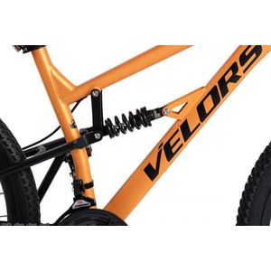 Bicicleta MTB-Full Suspension Velors Trail V24271D PortocaliuNegru 24 inch, echipare Shimano, 21 viteze, manete secventiale, frane disc mecanice imagine