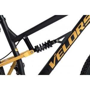 Bicicleta MTB-Full Suspension Velors Trail V24271D NegruGalben 24 inch, echipare Shimano, 21 viteze, manete secventiale, frane disc mecanice imagine