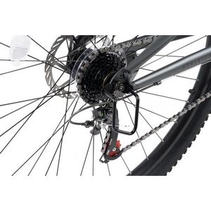 Bicicleta MTB-Full Suspension Velors Trail V24271D GriNegru 24 inch, echipare Shimano, 21 viteze, manete secventiale, frane disc mecanice imagine
