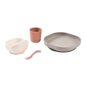 Set de masa din silicon Beaba 4 piese Terracotta Gazelle imagine