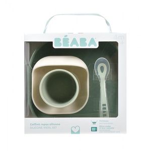 Set de masa din silicon Beaba 4 piese Sage green misty green imagine