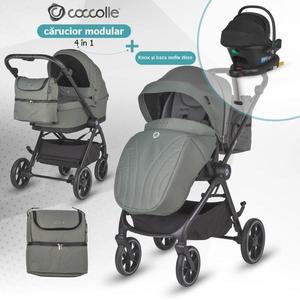 Carucior modular 4 in 1 pentru copii Coccolle Serry Moss Green cu Scoica auto iSize Coccolle Knox Black si Baza isofix iSize Coccolle Knox imagine