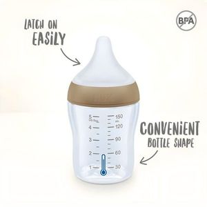 Biberon Nuk Perfect Match din sticla 120 ml, control temperatura, tetina silicon S, Curcubeu imagine