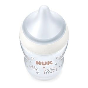Biberon Nuk Perfect Match din sticla 230 ml, control temperatura, tetina silicon M, Curcubeu imagine