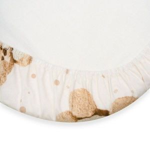 Cearceaf cu elastic New Baby Teddy bear beige din bumbac pentru landou 35 x 75 cm imagine