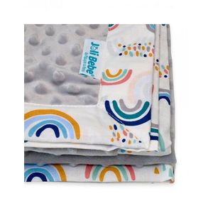 Paturica cu 2 fete din plus minky si bumbac 100 x 100 cm model curcubee, gri imagine