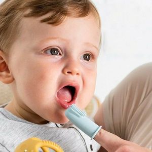 Set 2 periute de dinti pentru deget Nattou cu peri moi roz imagine