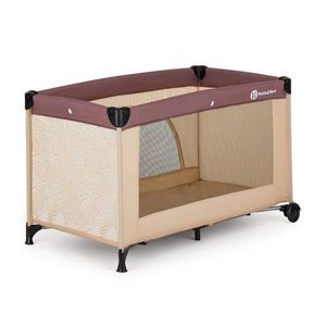 Patut pliabil pentru copii PetiteMars Nyja maro 120x60 cm cu roti, functie de tarc, pliere compacta, include geanta de transport, intrare laterala cu fermoar, greutate admisa 15 kg, 0-30 luni imagine
