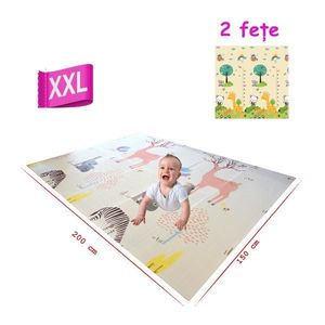Covoras de joaca cu 2 fete 200x150 cm pentru bebelusi imagine
