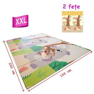 Covoras de joaca cu 2 fete 200x150 cm pentru bebelusi imagine