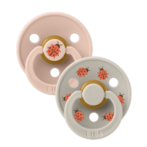 Set 2 suzete Bibs Colour studio collection Ladybug din latex cu tetina rotunda, 0 luni+ Blush Mix imagine