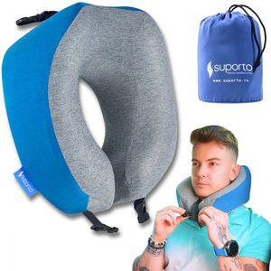 Perna de calatorie albastra Suporto Travel Companion din spuma cu memorie imagine