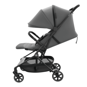 Carucior pentru copii Kinderkraft Nebo Platinum Grey, cadru din aluminiu, compact, compatibil avion, greutate admisa 22 kg, include geanta de transport si curea de umar imagine