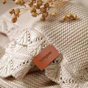 Paturica tricotata Babyono 167402 din fibre de bambus crem 75x100 cm imagine