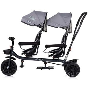 Tricicleta pentru gemeni Chipolino Hip Hop Platinum cu sezut rotativ 360 grade, suporturi pentru picioare, bara de protectie, cosulete imagine