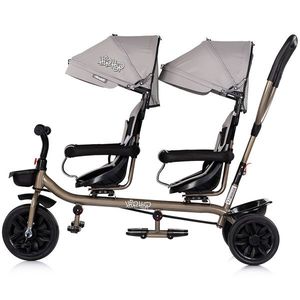 Tricicleta pentru gemeni Chipolino Hip Hop Latte cu sezut rotativ 360 grade, suporturi pentru picioare, bara de protectie, cosulete imagine