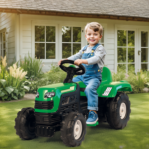 Tractor cu pedale pentru copii Dolu verde cu volan si claxon, greutate admisa 35 kg, dimensiune 53x45x83 cm imagine