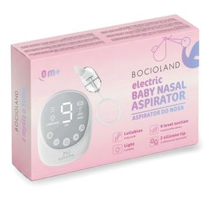 Aspirator nazal electric Bocioland Alb cu 9 nivele de aspiratie, lumina led incorporata , melodii calmante, incarcare cu USB-C, acumulator 2500Ah, 2 capete de aspirare din silicon, recomandat de la 0luni imagine