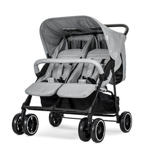 Carucior pentru gemeni Twin Grey reglabil individual, geanta pentru mama si huse pentru picioare imagine