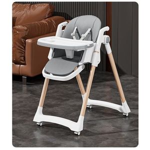 Scaun de masa pentru copii Little Mom grey, structura metalica triunghiulara, pliabil, cu spatarul si tavita ajustabile, husa detasabila, roti cu blocare imagine