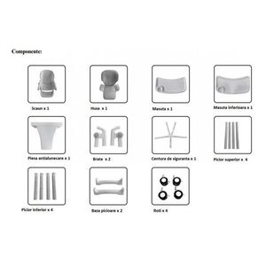 Scaun de masa pentru copii Little Mom Wood beige, structura metalica triunghiulara, pliabil, cu spatarul si tavita ajustabile, husa detasabila, roti cu blocare imagine