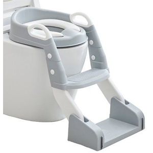 Reductor toaleta pentru copii Little Mom Grey, pliabil, ergonomic, sezut din PVC, manere de sustinere, vas colector detasabil, protectie anti-stropire, suprafata antiderapanta, 55 x 35 x 58 cm imagine