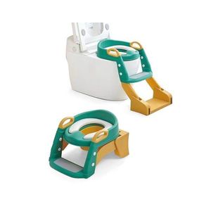 Reductor toaleta pentru copii Little Mom Green, pliabil, ergonomic, sezut din PVC, manere de sustinere, vas colector detasabil, protectie anti-stropire, suprafata antiderapanta, 55 x 35 x 58 cm imagine