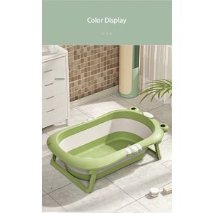 Set Cadita pliabila pentru bebelusi Little Mom green, cu termometru digital, dop de scurgere, dimensiune 80 x 52 x 23 cm si Suport anatomic inclus imagine