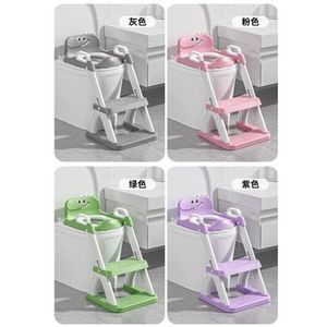 Reductor de toaleta pentru copii Little Mom Dino grey, colac din PVC, design pliabil, robust si stabil, manere ergonomice, design anti-stropire, dimensiune 42 x 33.2 cm imagine