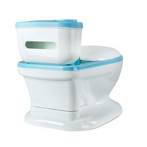 Olita muzicala pentru copii Little Mom Blue, model educativ, design realist tip minitoaleta, adaptor moale din spuma PU, capac rabatabil, vas colector detasabil imagine