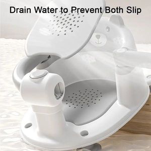 Scaunel de baie pentru copii Little Mom Bear Blue model universal cu spatar ergonomic, ventuze de fixare, brate mobile, dimensiuni 21x41x24 cm imagine