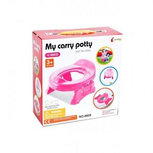 Olita de calatorie 2 in 1 pentru copii Malplay Pink, design ergonomic, portabila si pliabila, 17 x 25 x 27.5 cm imagine