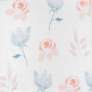 Paturica mutifunctionala Bocioland Bellflowers 120x120 cm , tesatura din fibre de bambus super absorbant, suprafata catifelata, utilizare caruciorpatutscaun auto, material respirabil, certificat OEKO-TEX imagine