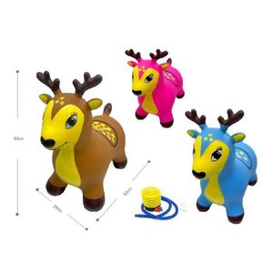 Jucarie gonflabila pentru copii Malplay Brown Reindeer, din cauciuc rezistent cu pompa inclusa, dimensiune 50 x 52 x 26 cm imagine