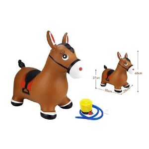 Jucarie gonflabila pentru copii Malplay Brown Horse, din cauciuc rezistent cu pompa inclusa, dimensiune 55 x 48 x 27 cm imagine