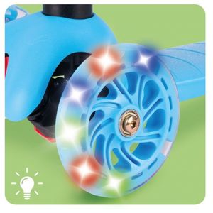 Trotineta pentru copii Malplay Blue, 3 roti cu LED din PU, reglabila, cu platforma antiderapanta si frana de picior imagine