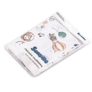 Paturica multifunctionala din muselina Sensillo Baloons 120x120 cm, material bumbac 100 imagine