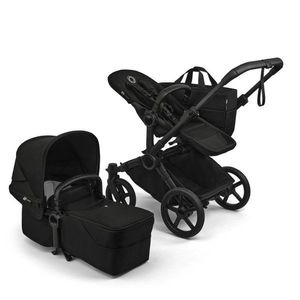 Carucior 2 in 1 pentru copii Bugaboo Donkey 6 Complete Black Heritage Black, cu suspensii, spatar reglabil, maner ajustabil si pliere compacta imagine