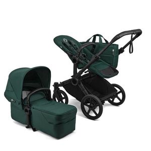 Carucior 2 in 1 pentru copii Bugaboo Donkey 6 Complete Black Green, cu suspensii, spatar reglabil, maner ajustabil si pliere compacta imagine