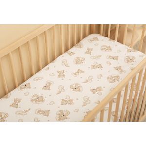 Cearceaf imprimat Sensillo Rainbow Teddy pentru saltea copii 120x60 cm, banda elastica de fixare, material din bumbac 100 imagine