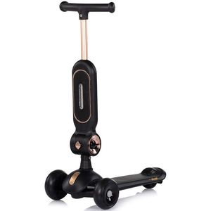 Trotineta pentru copii Chipolino Bloomi black, cu sezut, 3 roti cu lumini, ghidon reglabil, greutate admisa 50 kg imagine