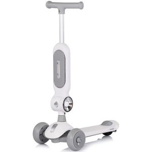 Trotineta pentru copii Chipolino Bloomi grey, cu sezut, 3 roti cu lumini, ghidon reglabil, greutate admisa 50 kg imagine