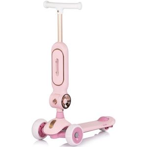 Trotineta pentru copii Chipolino Bloomi pink, cu sezut, 3 roti cu lumini, ghidon reglabil, greutate admisa 50 kg imagine