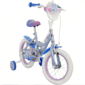 Bicicleta pentru copii Huffy Frozen, 14 inch, cu roti ajutatoare, claxon, varsta 4-6 ani, scaun si ghidon reglabile pe inaltime, anvelope cu profil gros imagine