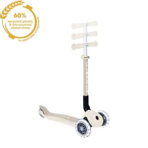 Trotineta pentru copii Globber Junior Crem, pliabila, ecologica, ghidon ajustabil pe 3 nivele, roti cu lumini LED, rulmenti ABEC 9 imagine