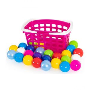 Set cu 25 de bile multicolore si cos de cumparaturi pentru copii imagine