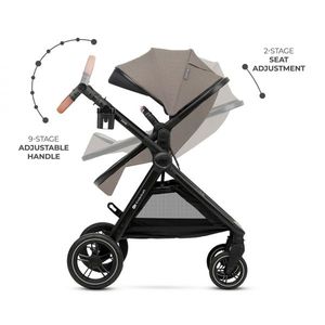 Carucior pentru copii Kinderkraft Esme Pro Sand Beige 3 in 1, reversibil, cu suspensii, geanta, suport pentru pahar si husa pentru ploaie imagine