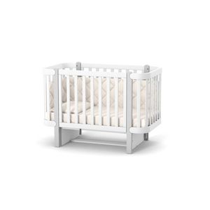 Patut din lemn masiv de fag LD5 Monaco pentru copii 0-4 ani, 120x60 cm, inaltimea saltelei reglabila in 4 nivele si laterala detasabila, alb-gri imagine