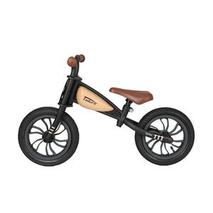 Bicicleta fara pedale QPlay Feduro Bej Balance bike, roti 12 inch gonflabile, sa ajustabila din piele ecologica, varsta 3-6 ani imagine